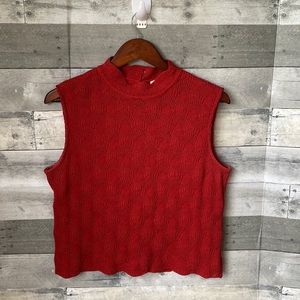 VINTAGE ST. JOHN SLEEVELESS KNIT TOP RED WOMEN’S LARGE